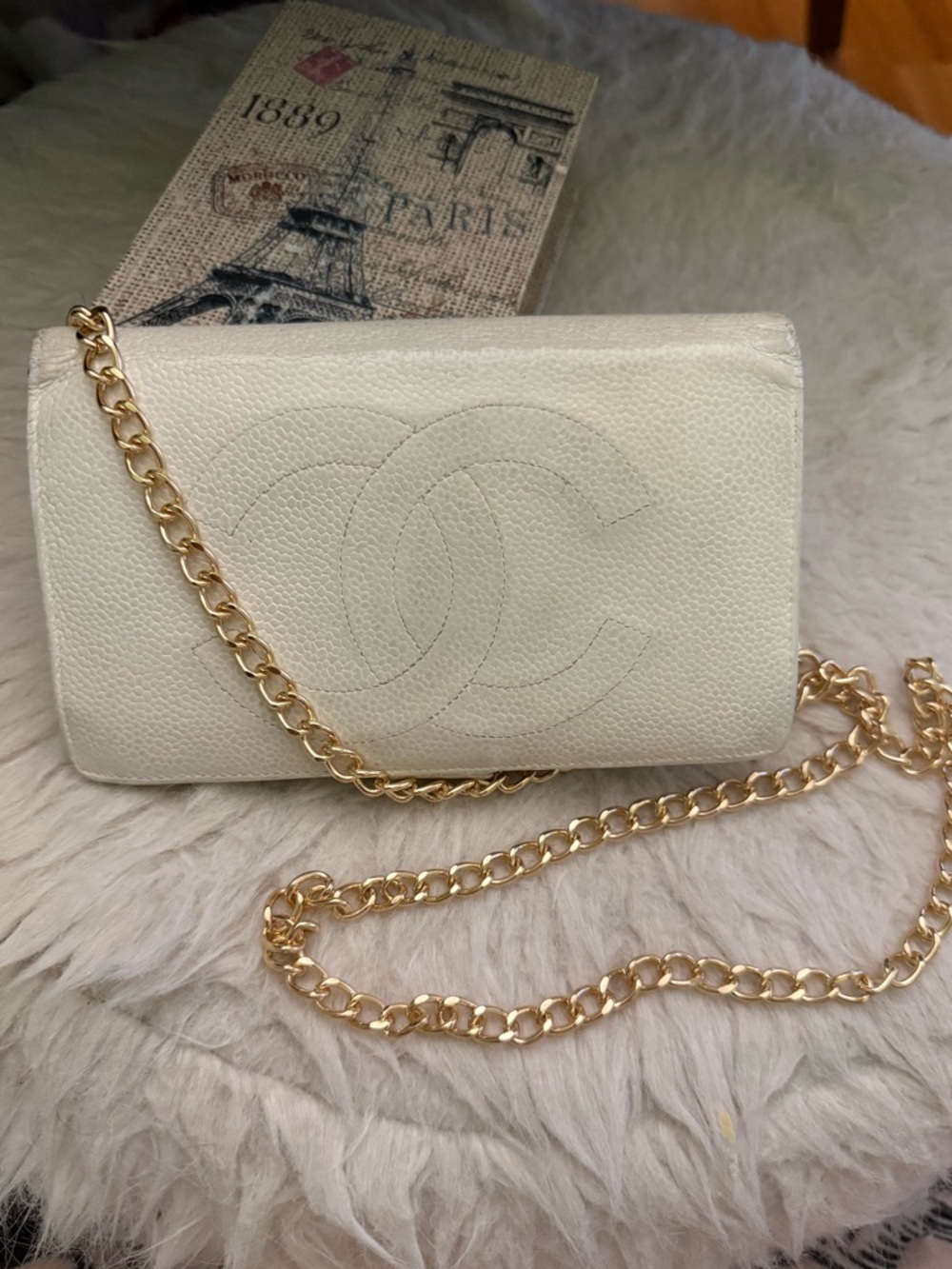 Authentic Vintage Chanel White Wallet